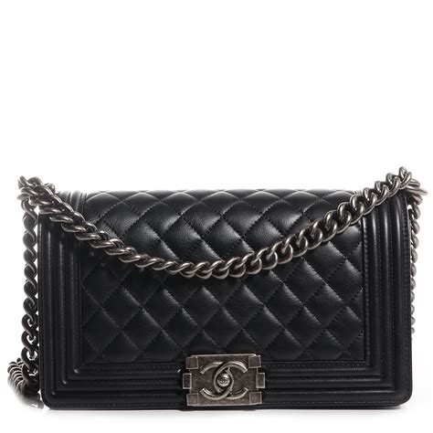 chanel metallic calfskin quilted new medium boy flap black|Chanel belt bag.